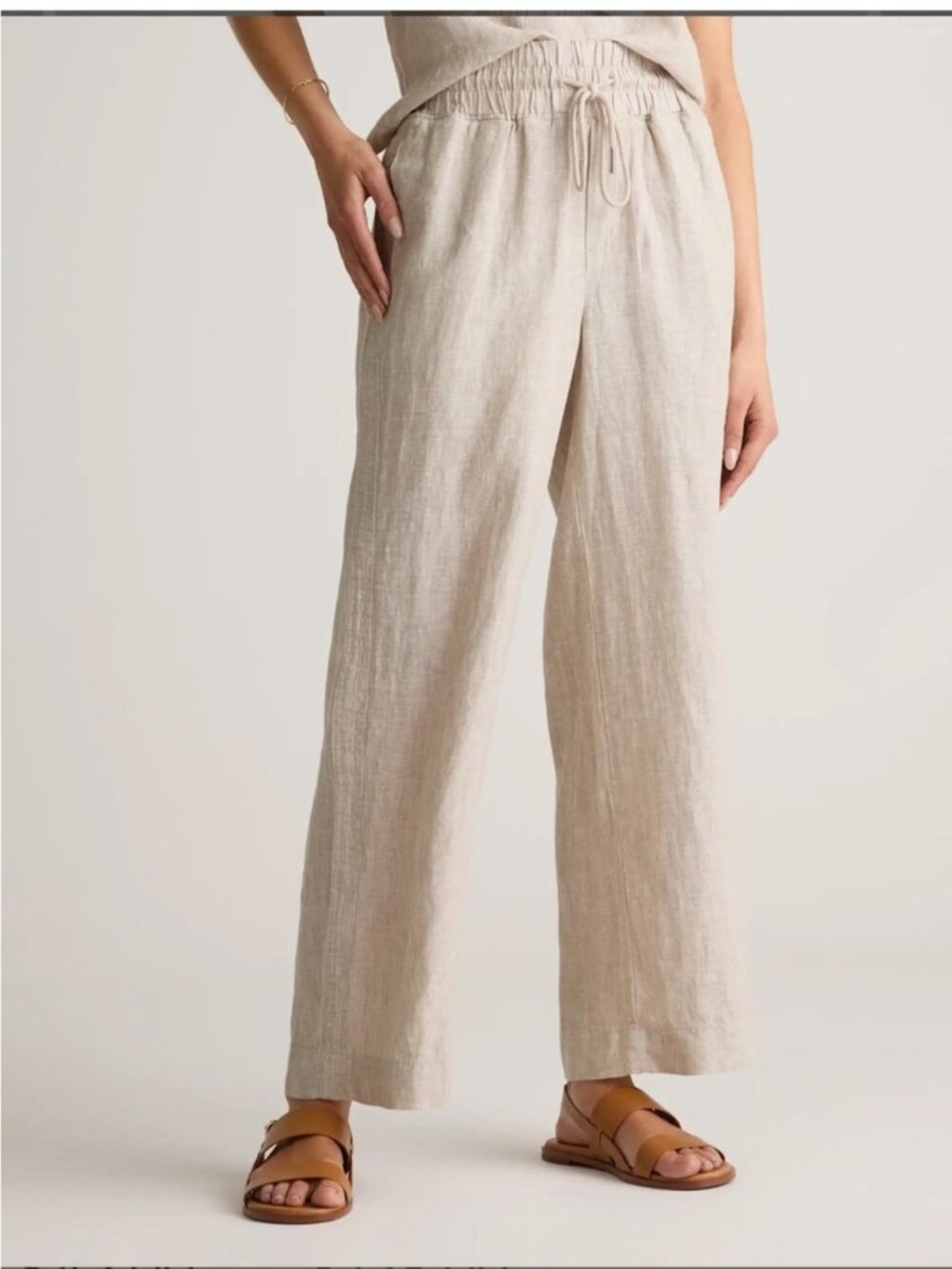Quince 100% European Linen Wide Leg Pants Quiet Luxury Lagenlook in Flax XL